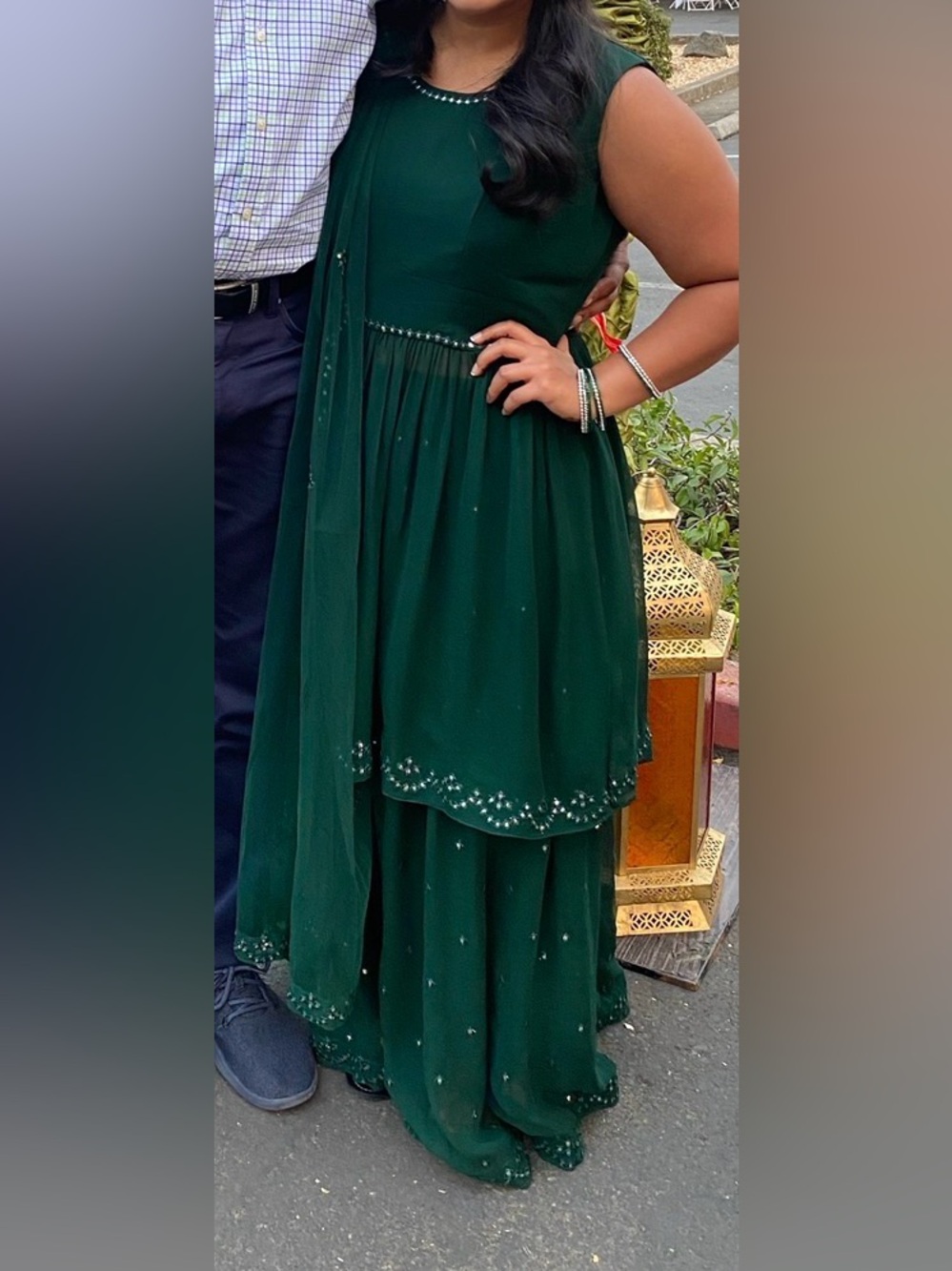 Emerald Green Sharara Set (Mirror Imitation)